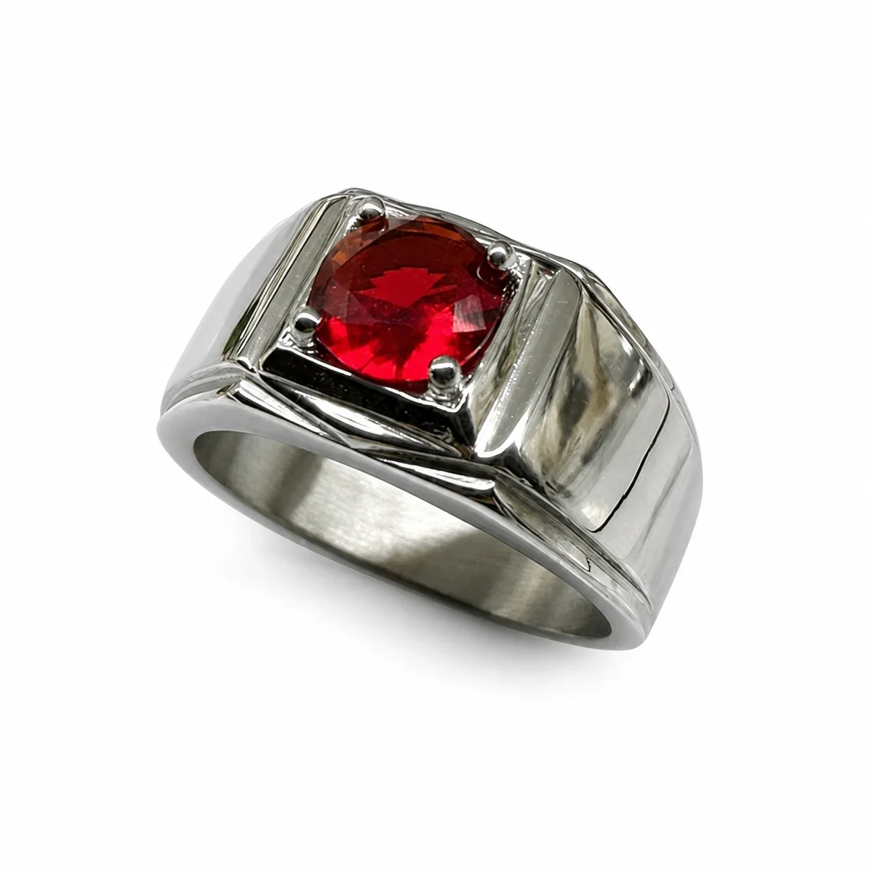 Bold 316 Stainless Steel Square CZ Signet Ring