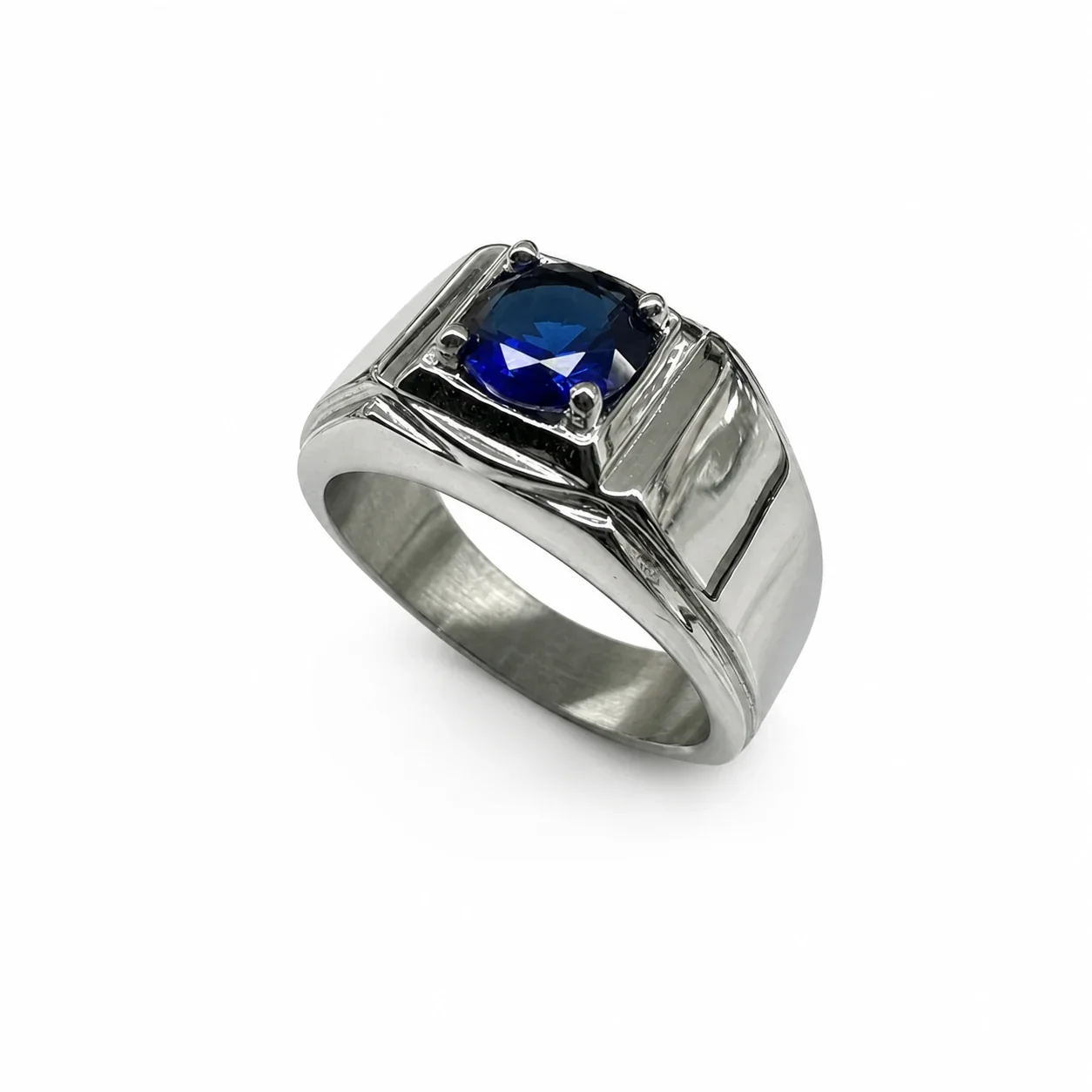 Bold 316 Stainless Steel Square CZ Signet Ring