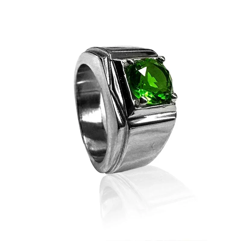 Bold 316 Stainless Steel Square CZ Signet Ring