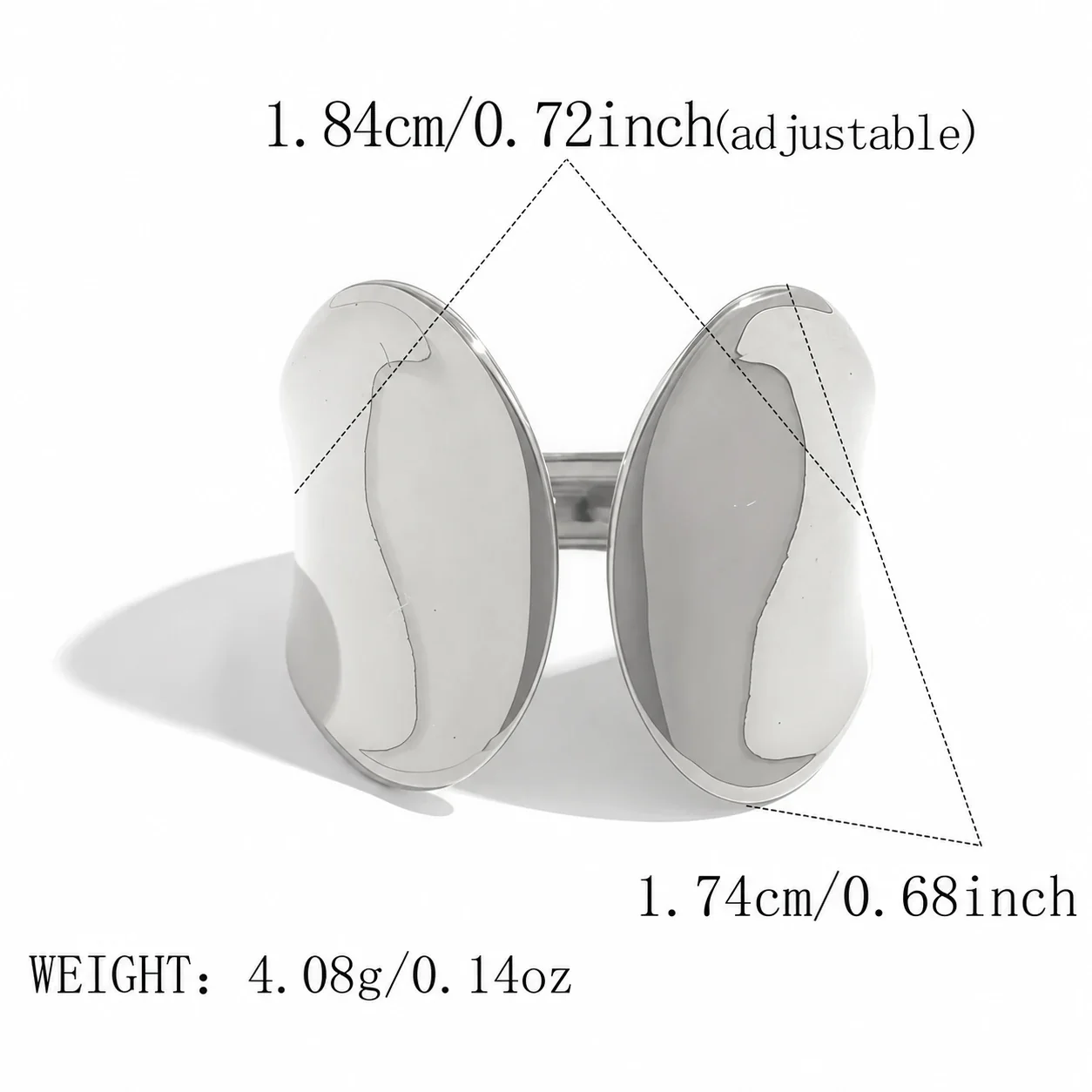 Open ring met ovale eindkappen en goudkleurige PVD-afwerking van roestvrij staal productfoto