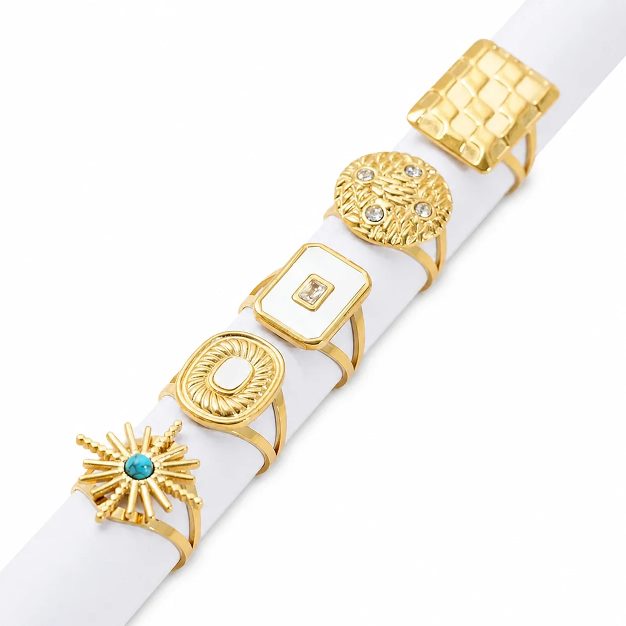 Eclectic 18K Gold-Plated Geometric Split-Shank Statement Ring