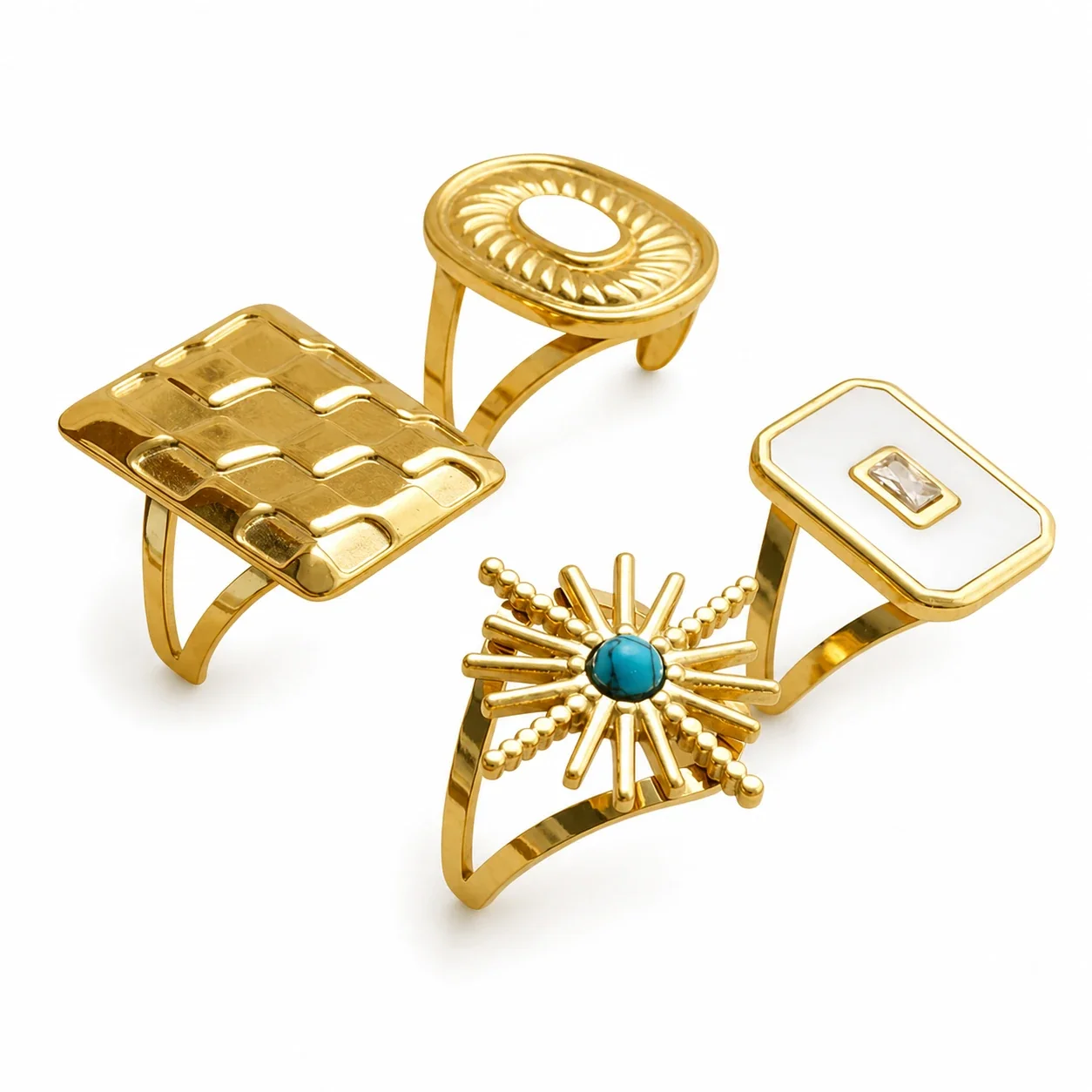 Eclectic 18K Gold-Plated Geometric Split-Shank Statement Ring