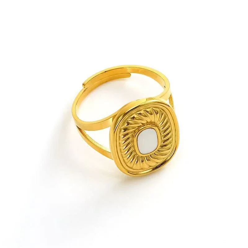 Eclectic 18K Gold-Plated Geometric Split-Shank Statement Ring