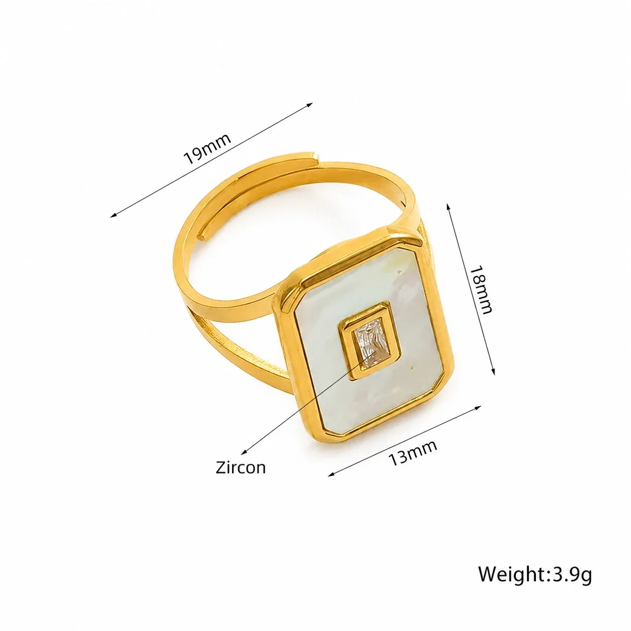 Eclectic 18K Gold-Plated Geometric Split-Shank Statement Ring - Gold Woven Rectangle