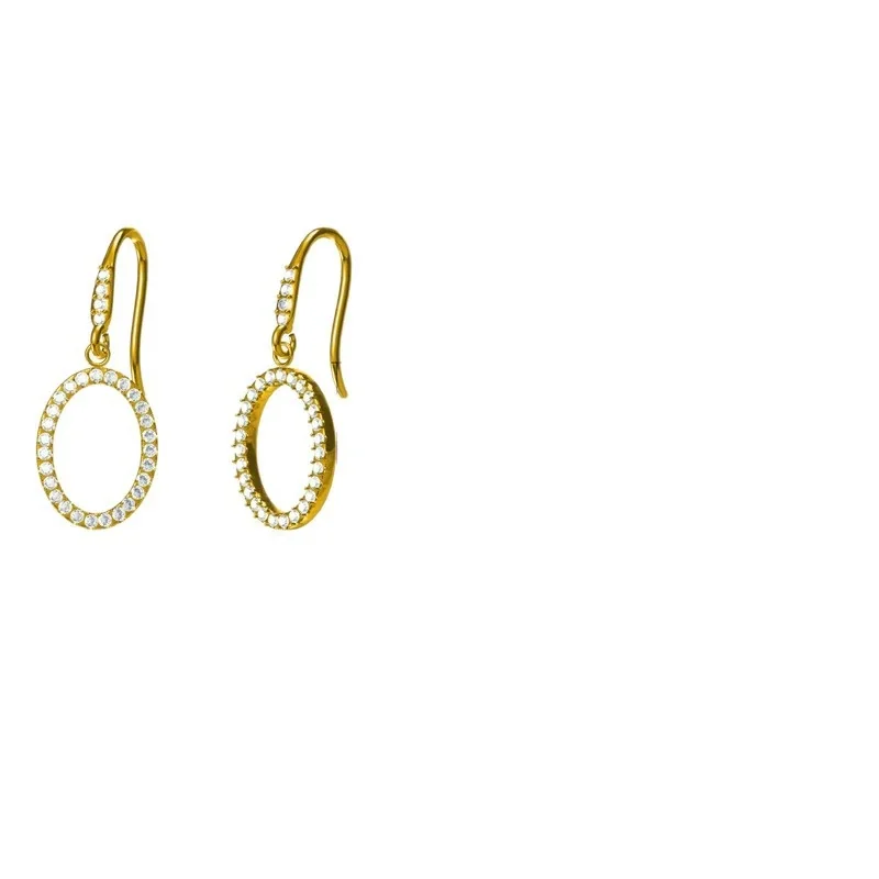 Drop Earrings with Crystal Oval Openwork Stainless Steel