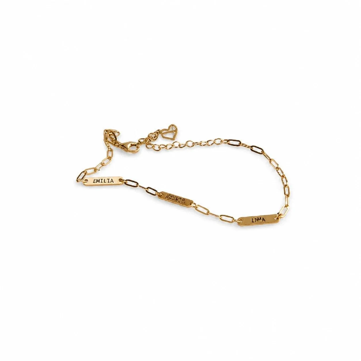 Engraved Gold-Plated 316 Stainless Steel Paperclip Bar Bracelet
