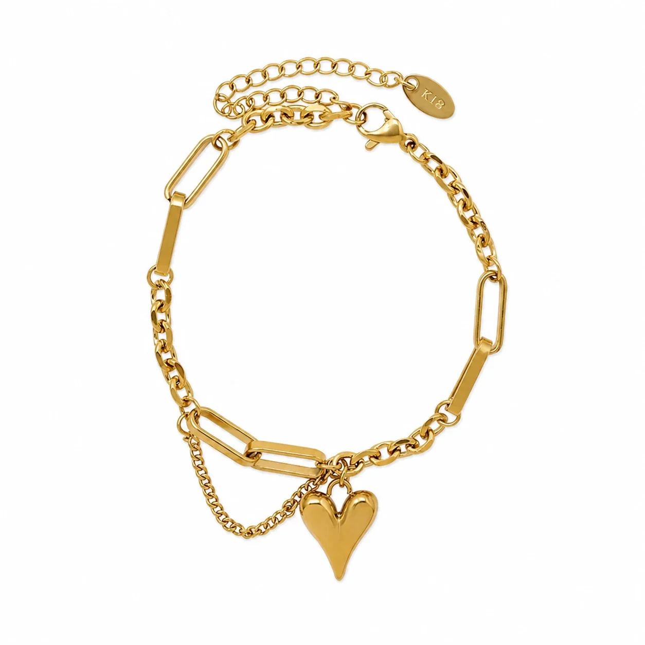 Sculptural 18K Gold-Plated Heart Paperclip Jewelry Set