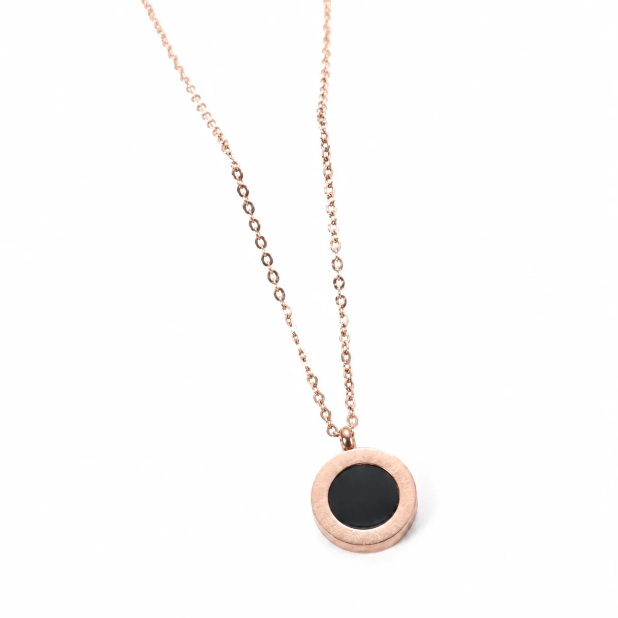 Polished Stainless Steel Roman Disc Pendant Necklace