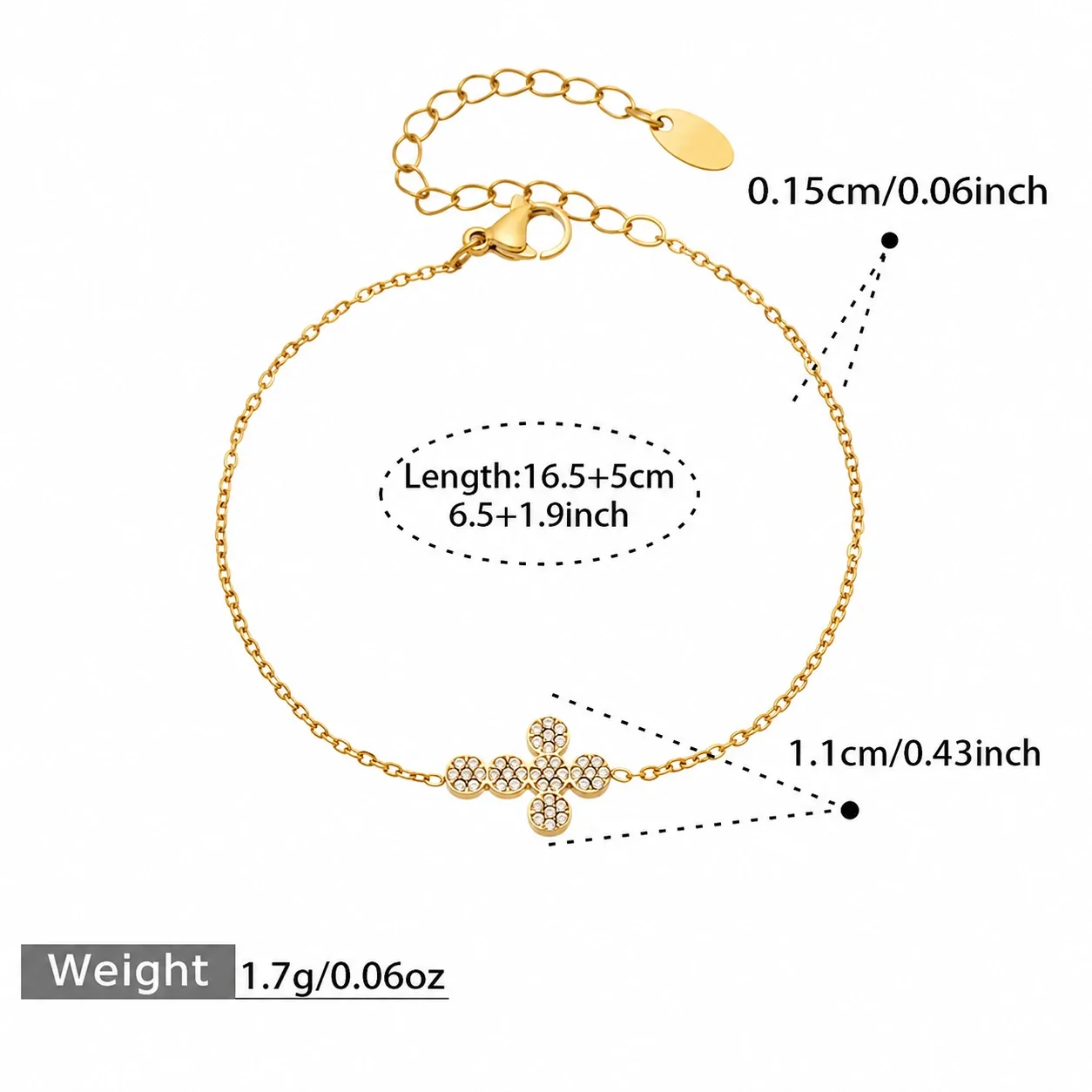 Delicate Gold-Plated 316 Stainless CZ Cross Jewelry Set - Gold Cross CZ
