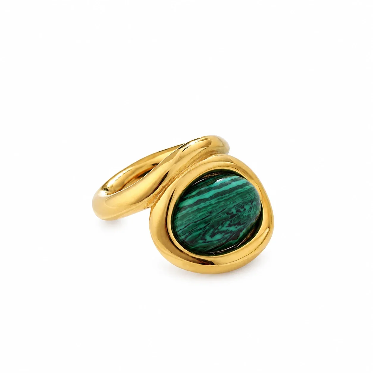 Oval Cabochon Bezel Ring with Split Band, Stainless Steel