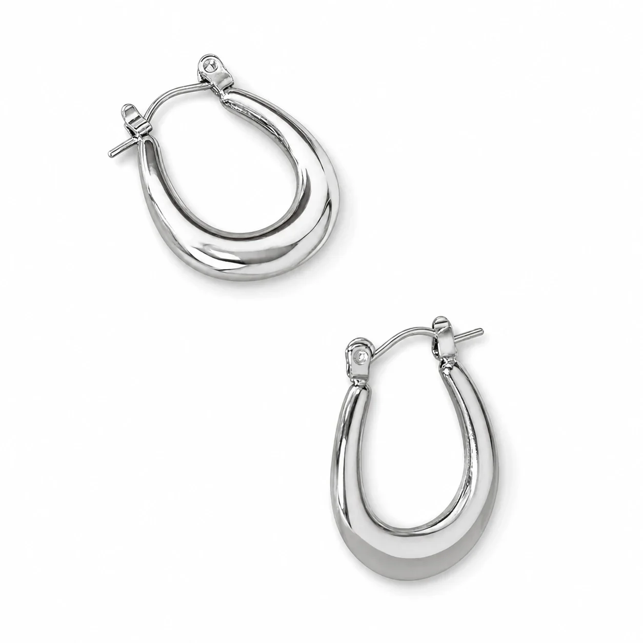 Sculptural Gold-Plated Stainless Steel Teardrop Hoop Earrings