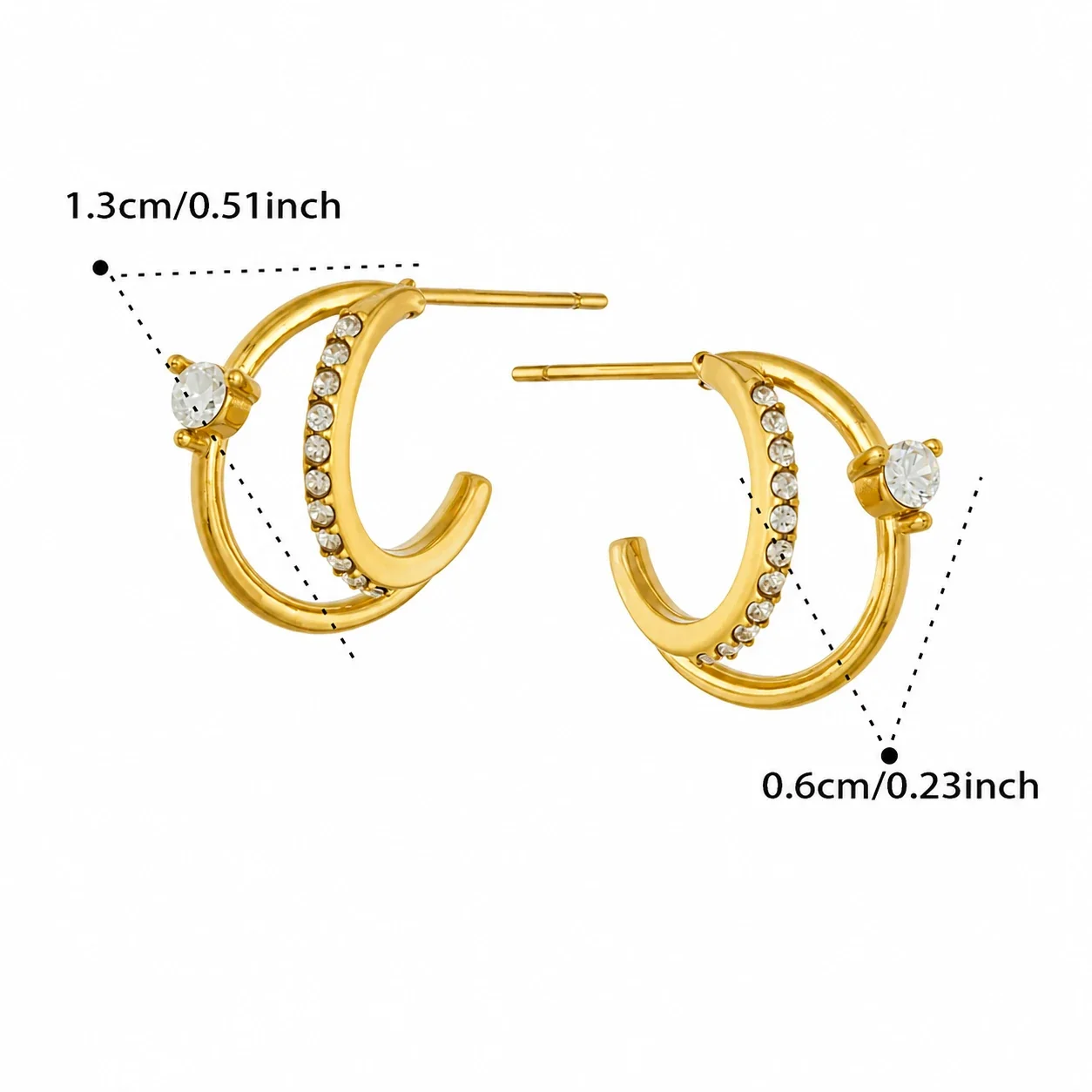 Arc Pavé 18K Gold-Plated 316L Hoop Earrings - Gold