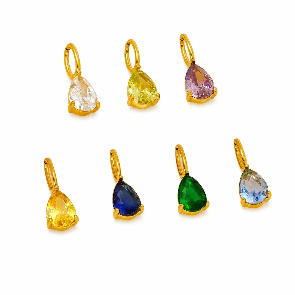 Vivid Gold-Plated Teardrop CZ Huggie Hoop Earrings
