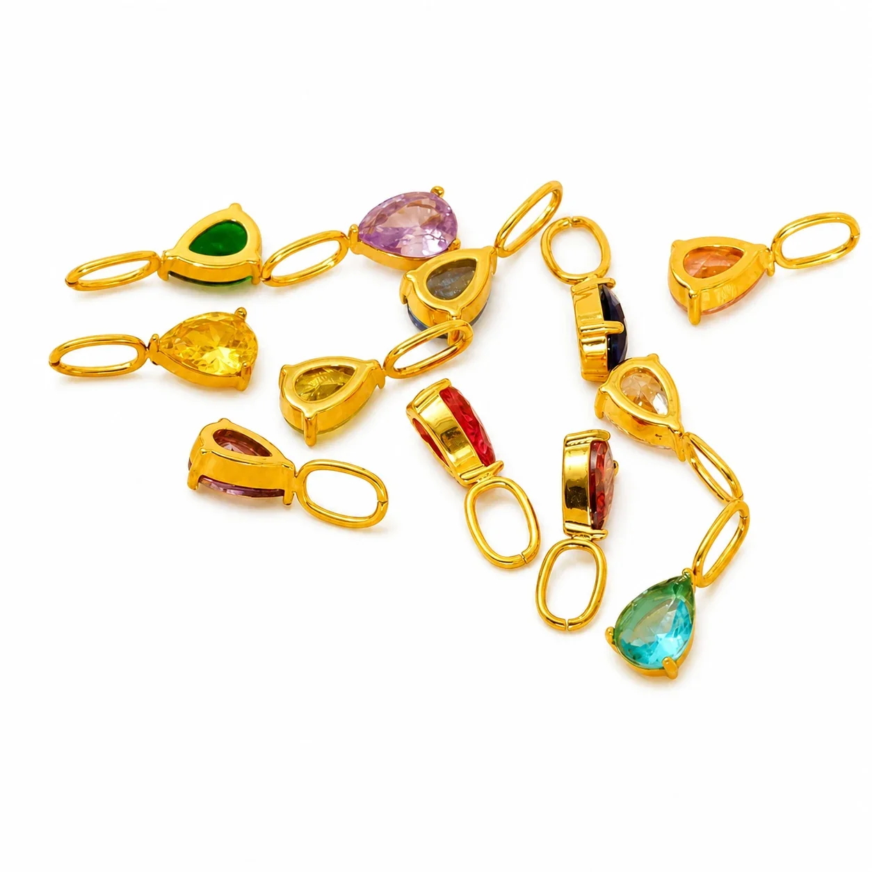 Vivid Gold-Plated Teardrop CZ Huggie Hoop Earrings
