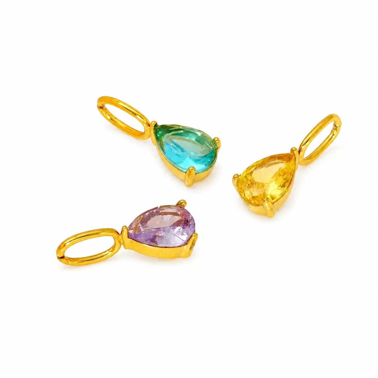 Vivid Gold-Plated Teardrop CZ Huggie Hoop Earrings