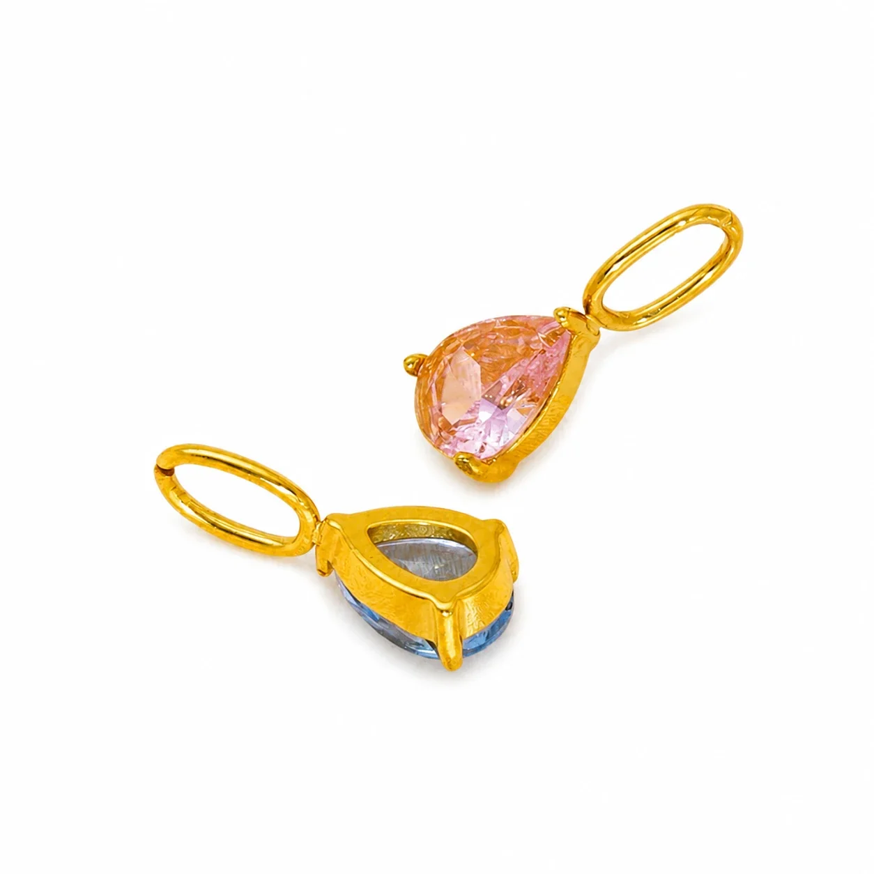 Vivid Gold-Plated Teardrop CZ Huggie Hoop Earrings