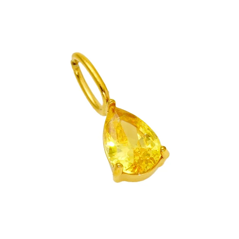 Vivid Gold-Plated Teardrop CZ Huggie Hoop Earrings - Gold Aqua CZ