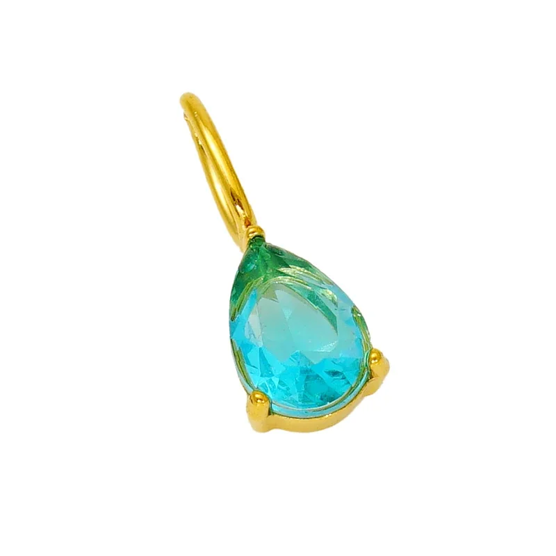 Vivid Gold-Plated Teardrop CZ Huggie Hoop Earrings - Gold Peach CZ