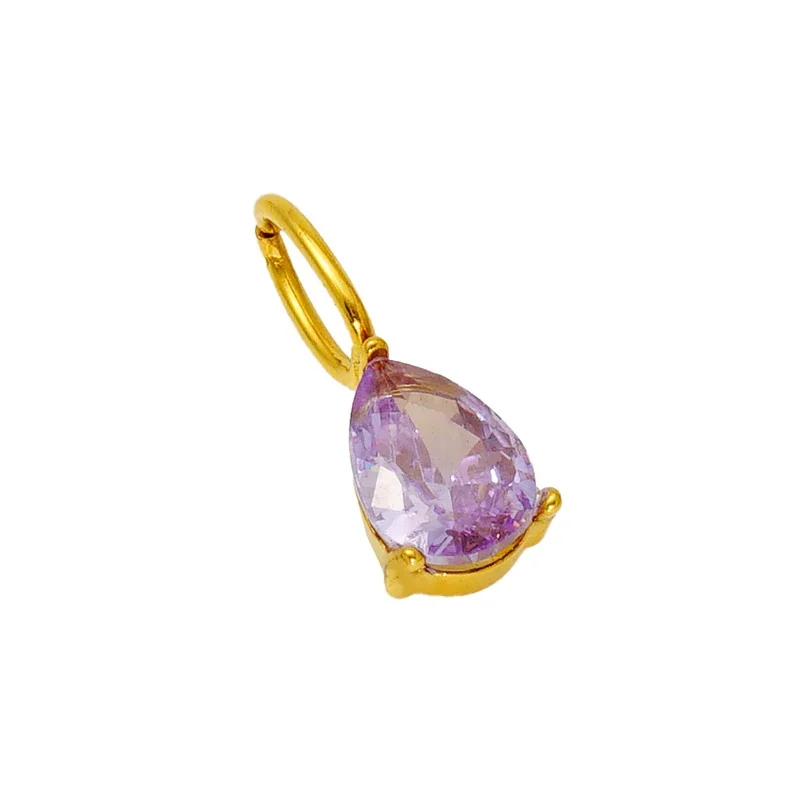 Vivid Gold-Plated Teardrop CZ Huggie Hoop Earrings - Gold Yellow CZ