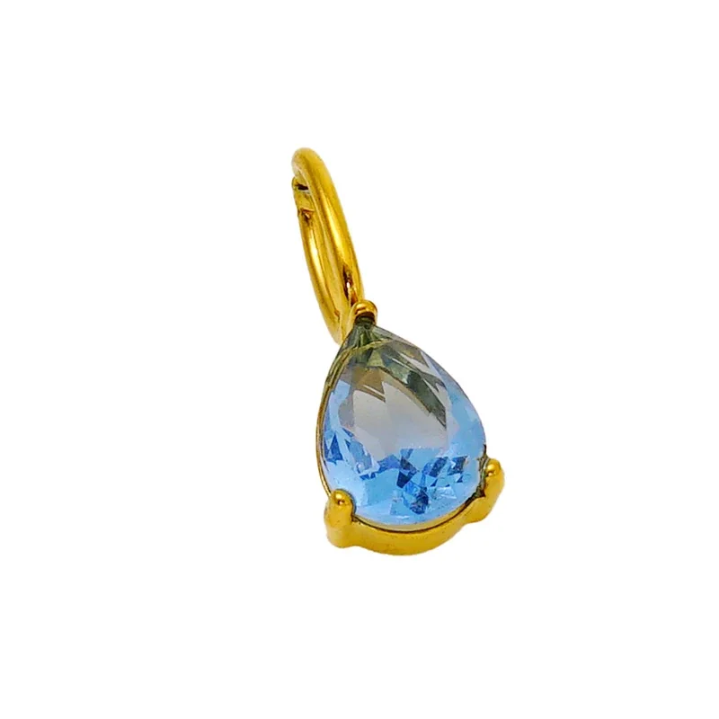 Vivid Gold-Plated Teardrop CZ Huggie Hoop Earrings - Gold Lavender CZ