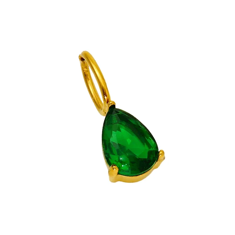 Vivid Gold-Plated Teardrop CZ Huggie Hoop Earrings - Gold Blue CZ