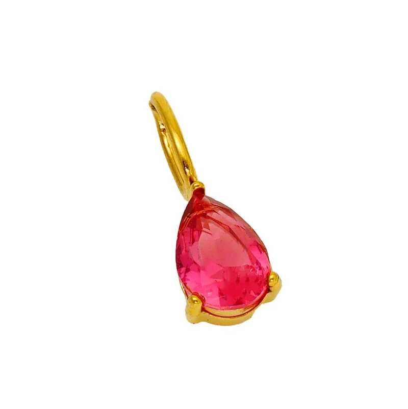 Vivid Gold-Plated Teardrop CZ Huggie Hoop Earrings - Gold Emerald CZ