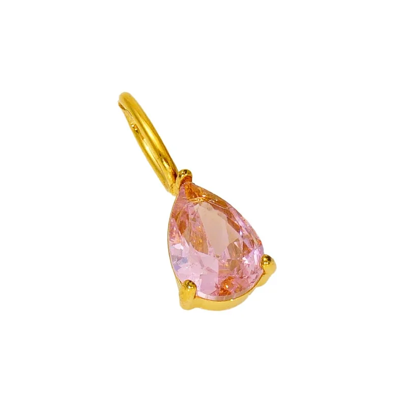 Vivid Gold-Plated Teardrop CZ Huggie Hoop Earrings - Gold Light Blue CZ