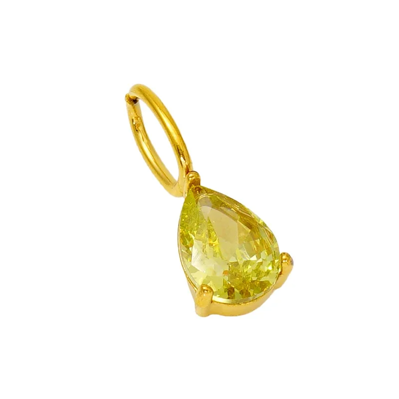 Vivid Gold-Plated Teardrop CZ Huggie Hoop Earrings - Gold Pink CZ