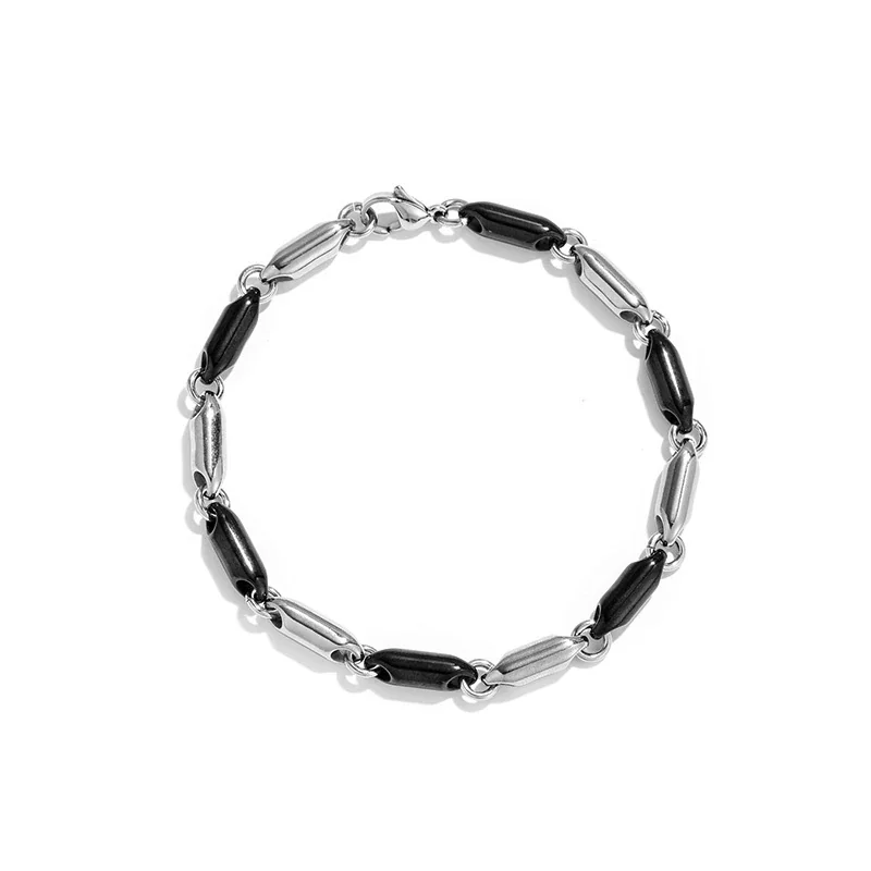 Polished 316 Stainless Steel Bar Link Chain Bracelet