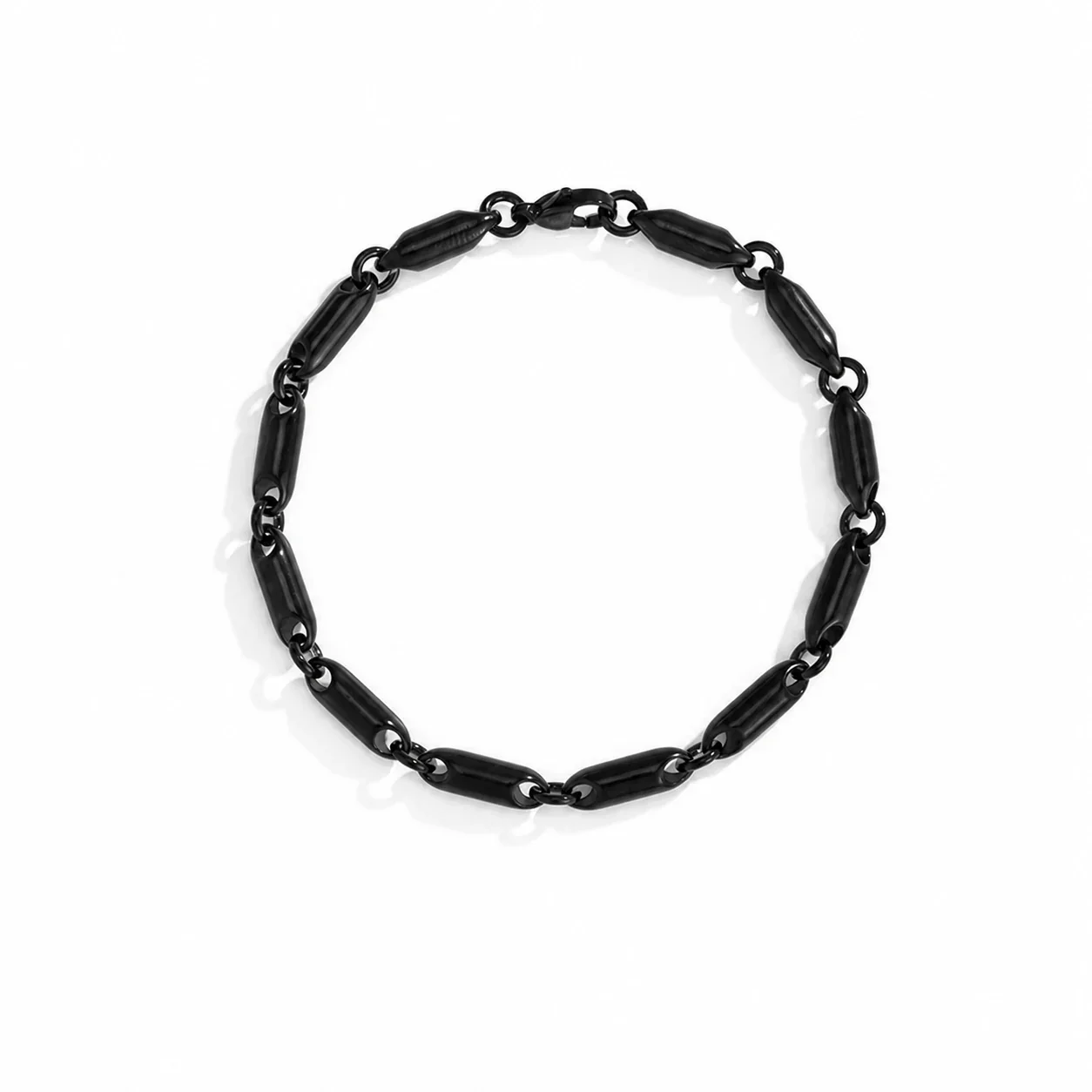 Polished 316 Stainless Steel Bar Link Chain Bracelet - Black