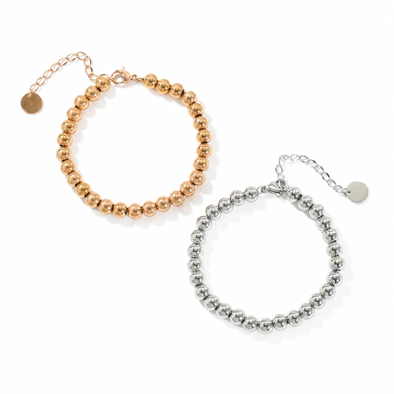 Polished 316 Stainless Steel Round Bead Bracelet