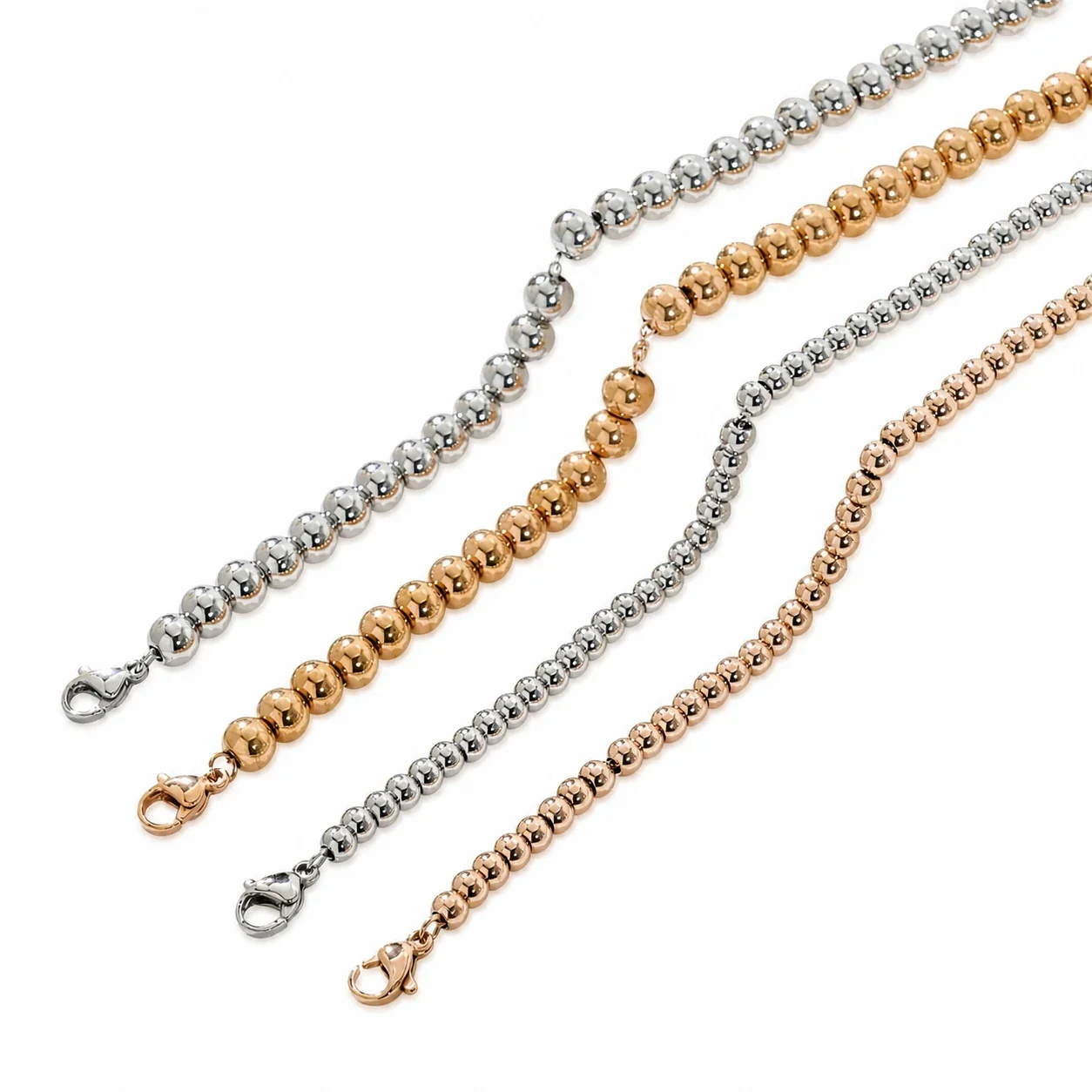 Polished 316 Stainless Steel Round Bead Bracelet