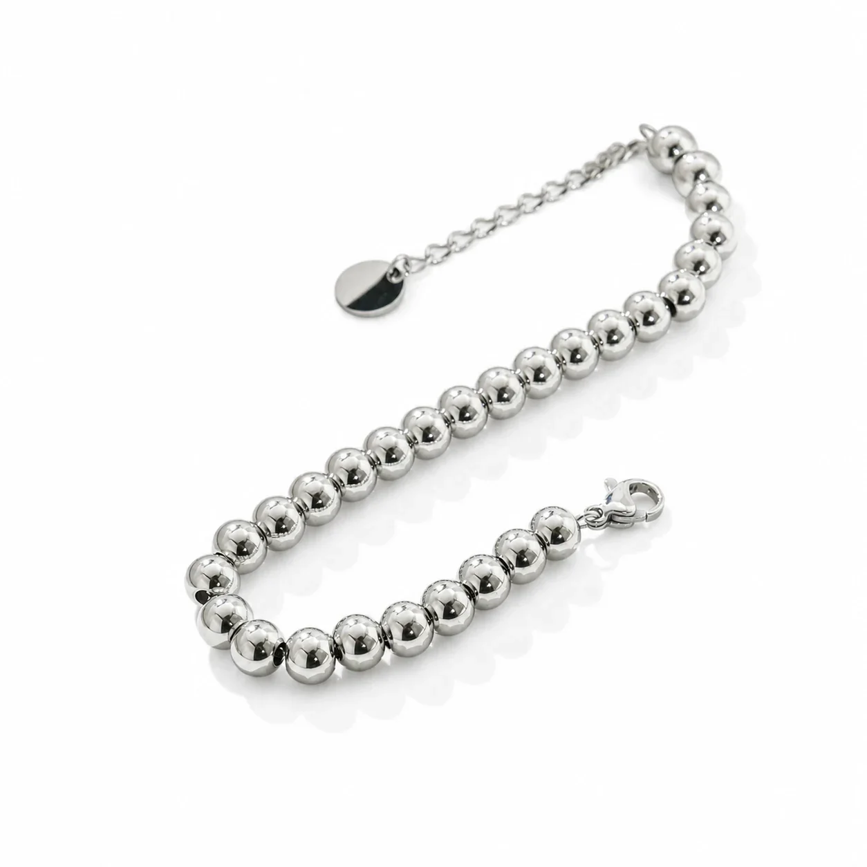 Polished 316 Stainless Steel Round Bead Bracelet