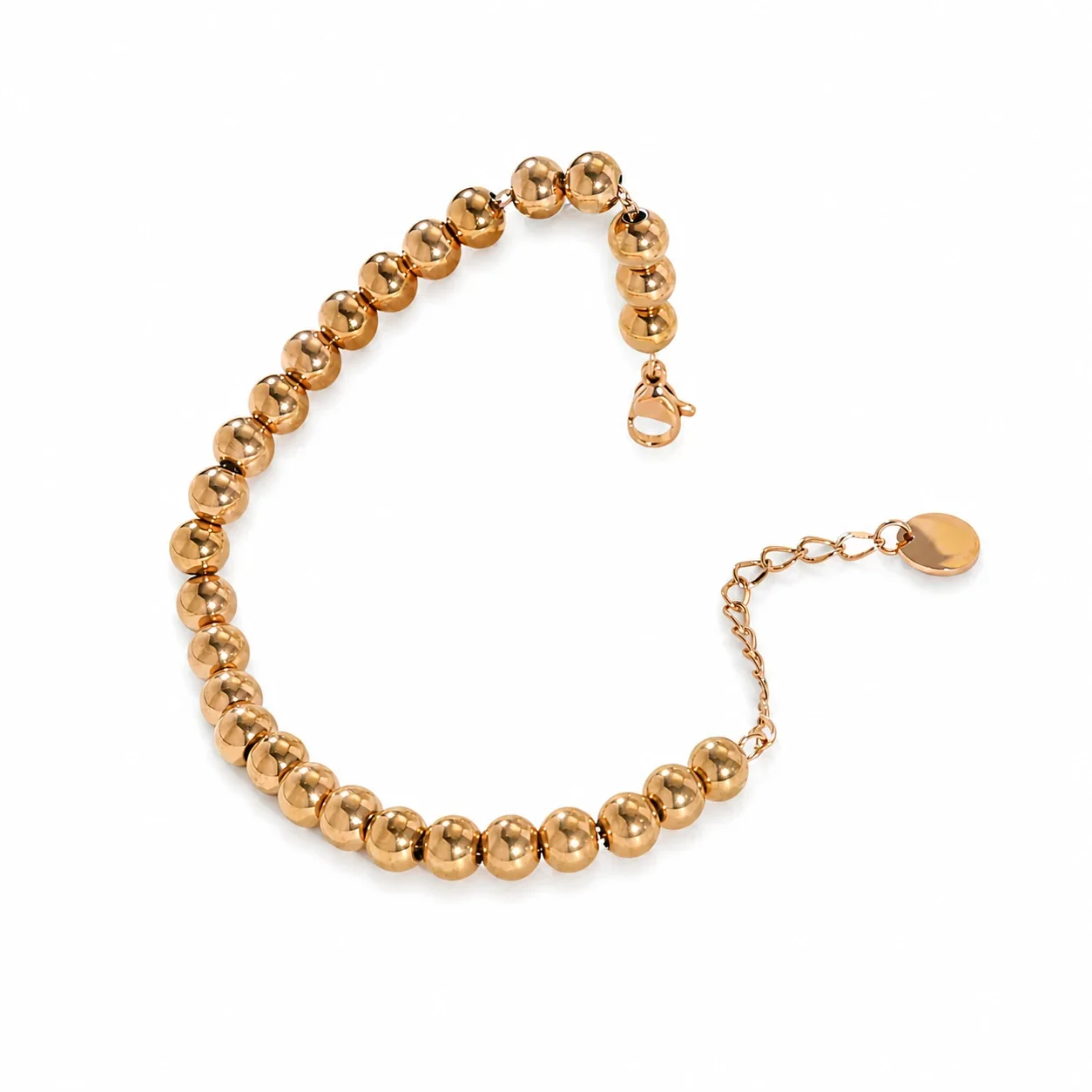 Polished 316 Stainless Steel Round Bead Bracelet