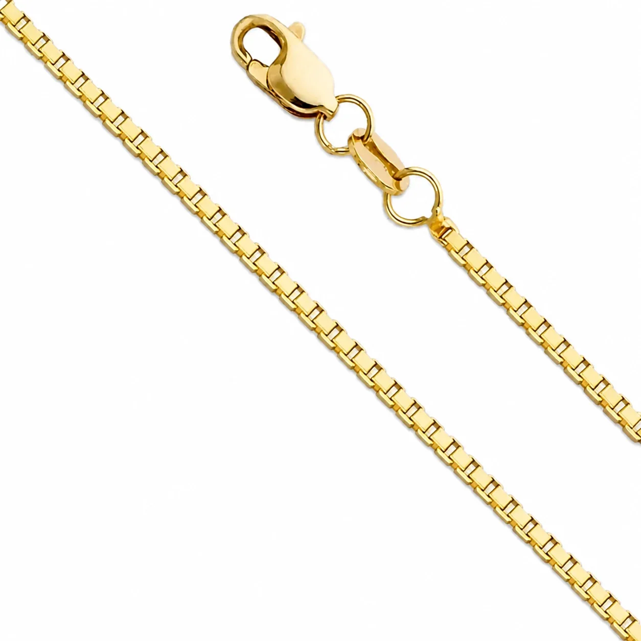 Sleek Gold-Plated Box Link Lobster Clasp Chain Necklace - Gold . mm Box