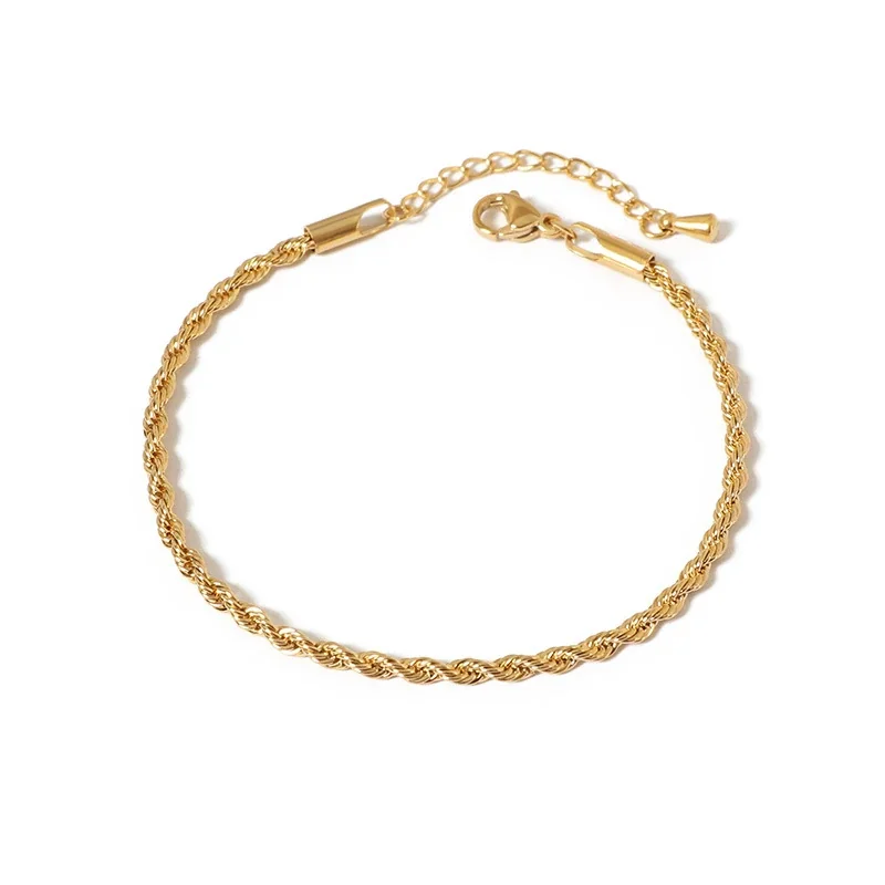 18K Gold-Plated Stainless Steel Rope Chain Motif Bracelet