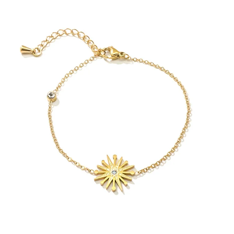 18K Gold-Plated Stainless Steel Rope Chain Motif Bracelet