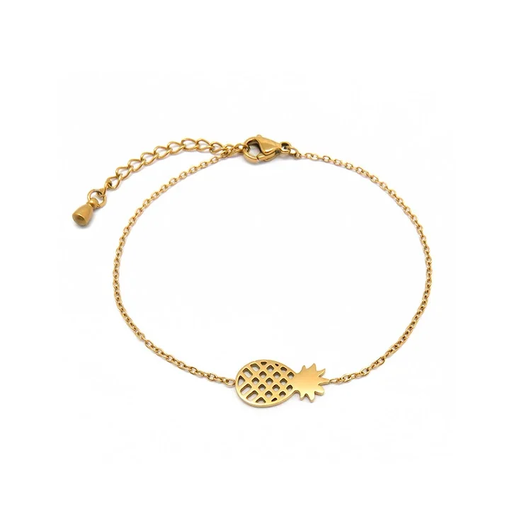 18K Gold-Plated Stainless Steel Rope Chain Motif Bracelet
