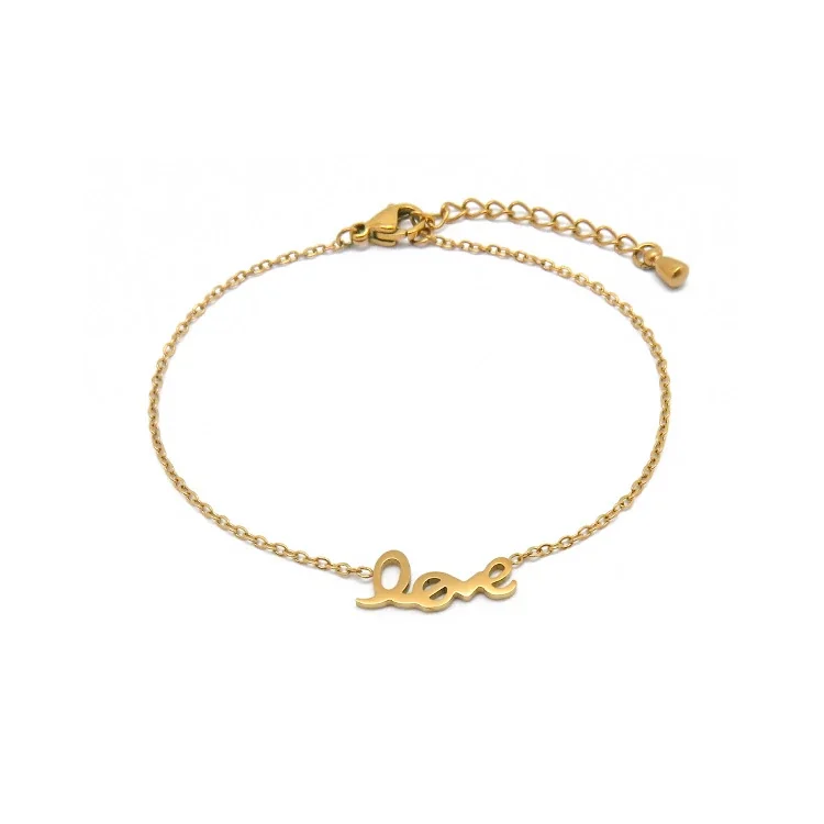 18K Gold-Plated Stainless Steel Rope Chain Motif Bracelet