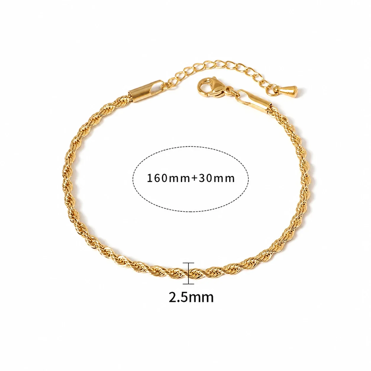 18K Gold-Plated Stainless Steel Rope Chain Motif Bracelet - Gold Rope