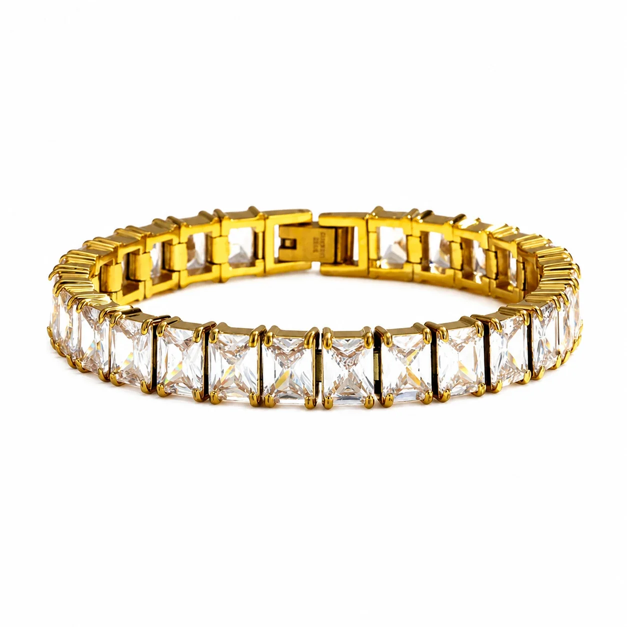 Bold 316 Stainless Steel Square CZ Tennis Bracelet