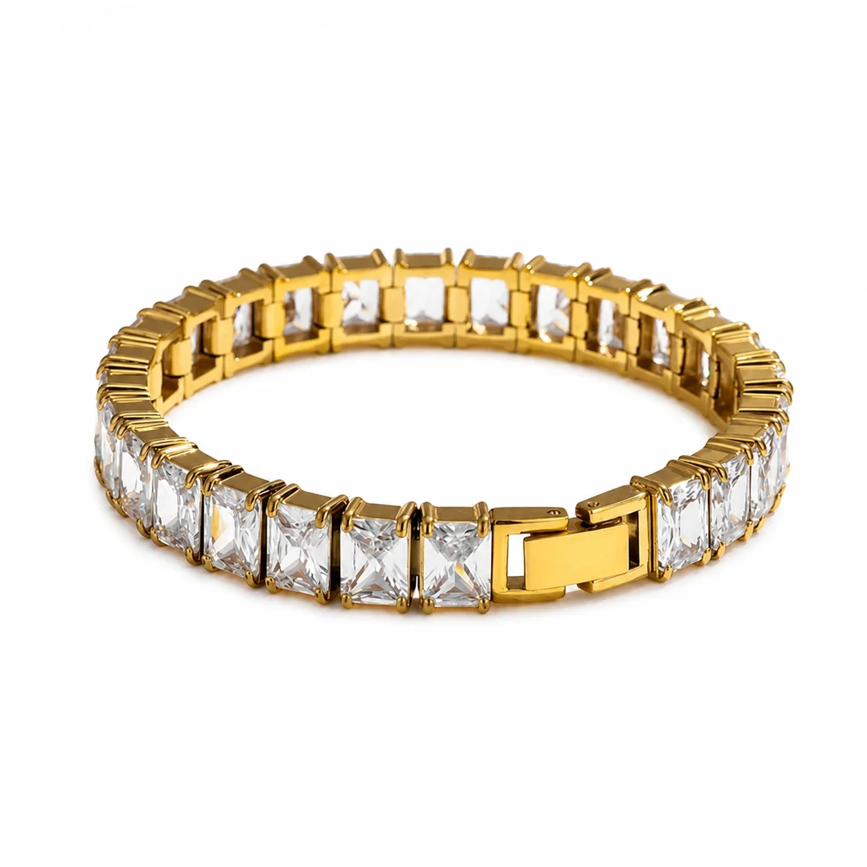 Bold 316 Stainless Steel Square CZ Tennis Bracelet