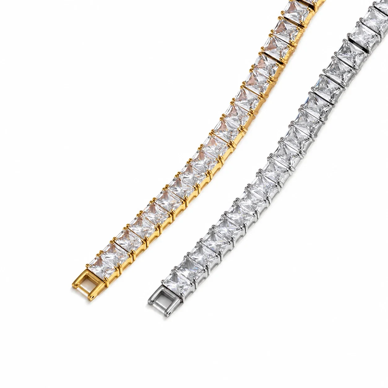 Bold 316 Stainless Steel Square CZ Tennis Bracelet