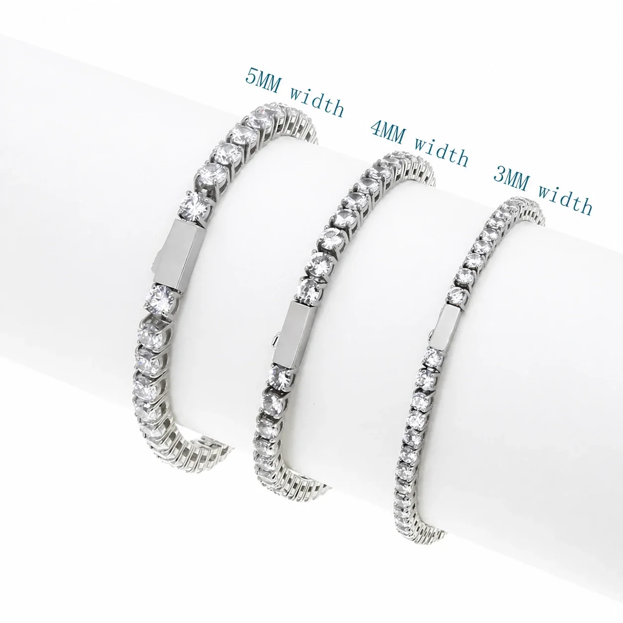 Bold 316 Stainless Steel Square CZ Tennis Bracelet