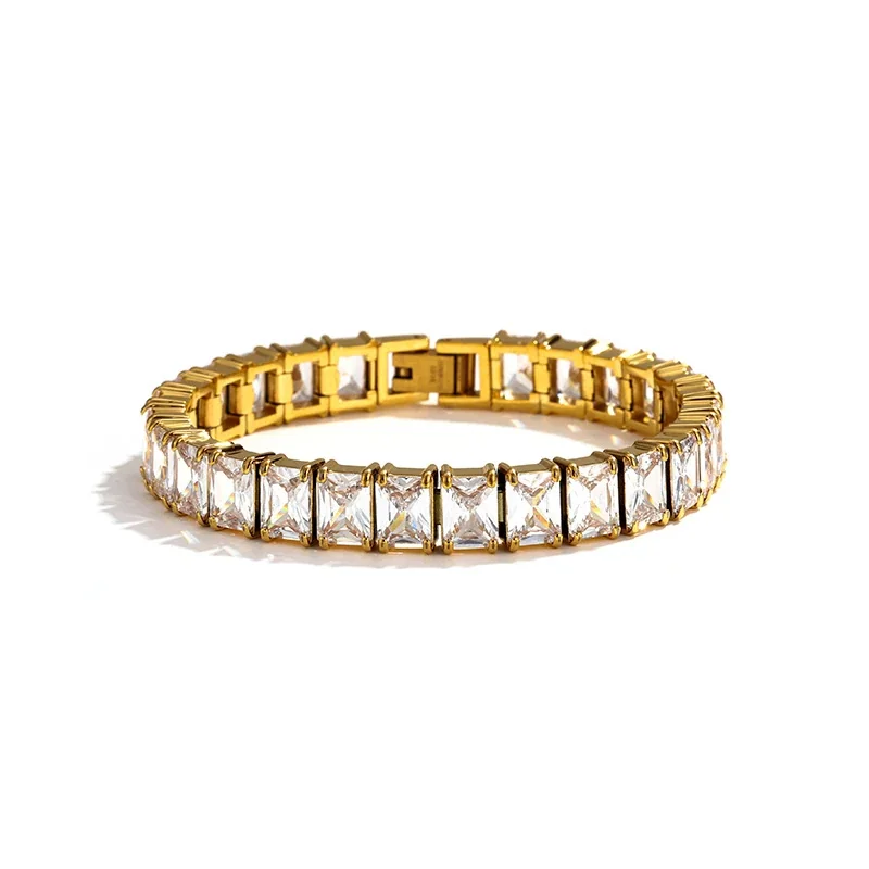 Bold 316 Stainless Steel Square CZ Tennis Bracelet