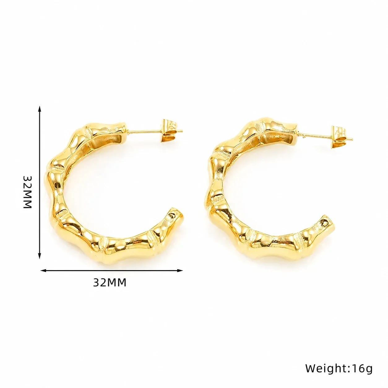 Sculptural Gold-Plated Leaf & Ribbed Hoop Earrings - Gold Leaf Drop