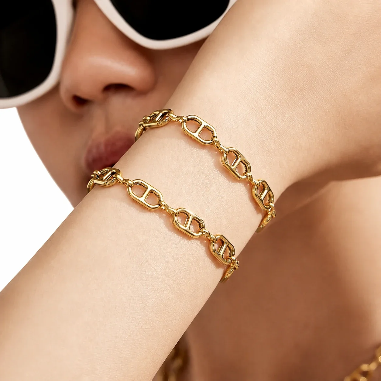 Bold 316L Stainless Steel Mariner Link Jewelry Set