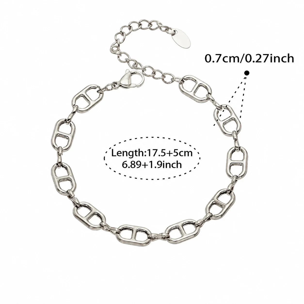 Bold 316L Stainless Steel Mariner Link Jewelry Set - Gold 17.5+5 cm