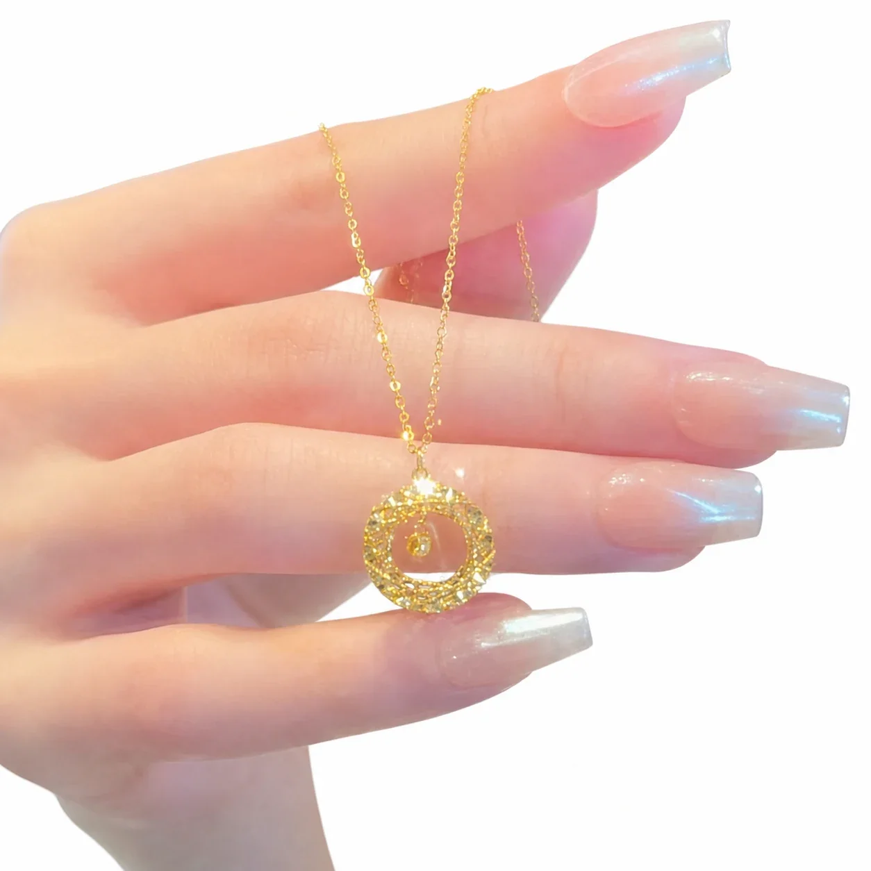 Delicate Gold-Plated Stainless Steel Woven Hoop Necklace