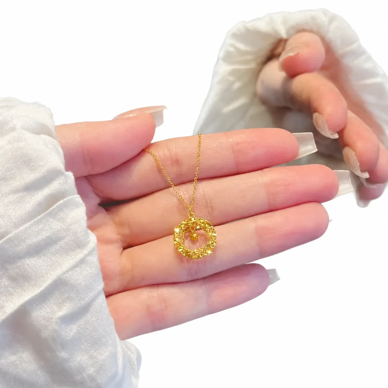 Delicate Gold-Plated Stainless Steel Woven Hoop Necklace